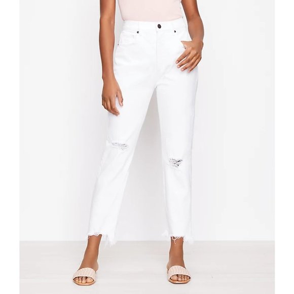 Ann Taylor LOFT The 90s Straight Jean In White 00/24" - Picture 1 of 3